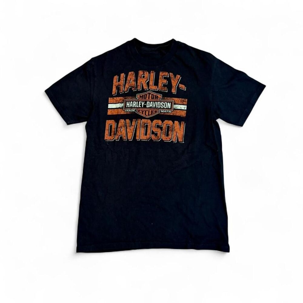 Harley-davidson Men's Black and Navy T-shirt